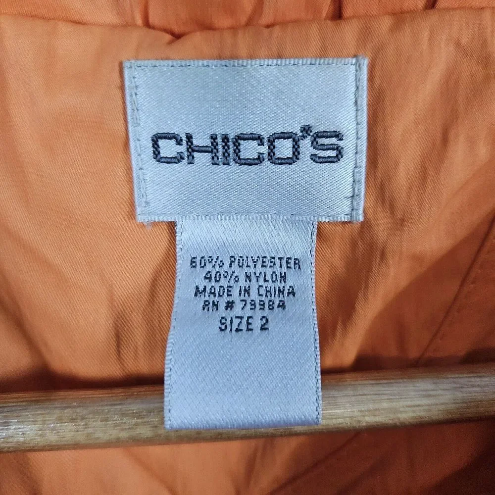 Chico's Women Full Zip Windbreaker Jacket Size 2‎ (M) Pumpkin Orange SLIGHT WEAR